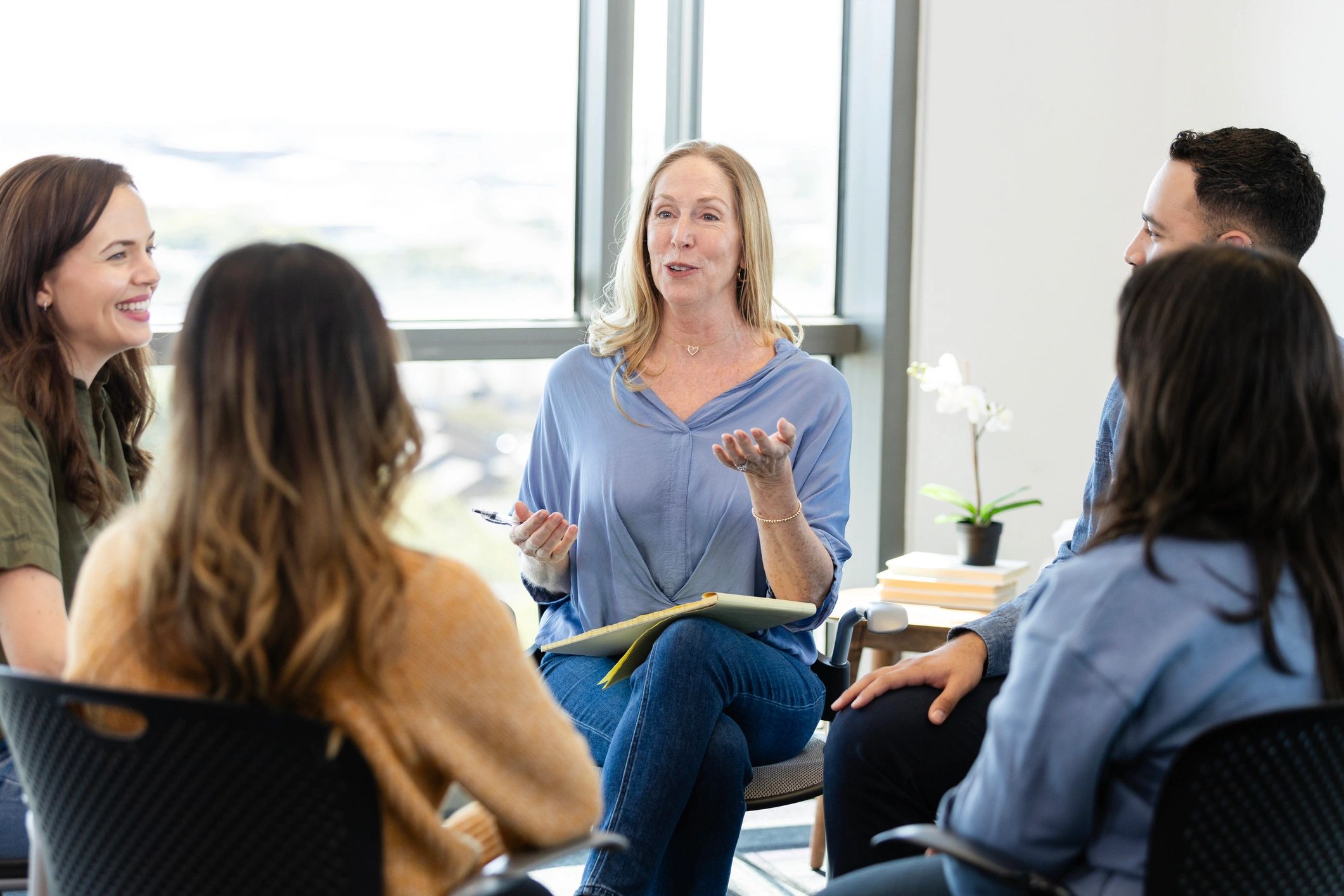 Facilitator speaking during a group session